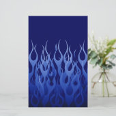 Cool Blue Automotive Racing Flames Briefpapier (Staand voorkant)