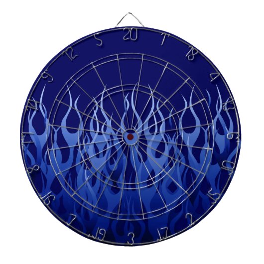 Cool Blue Automotive Racing Flames Dartbord (Voorkant)