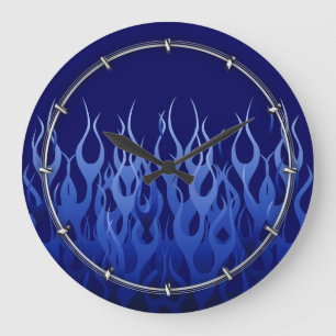 Cool Blue Automotive Racing Flames Grote Klok