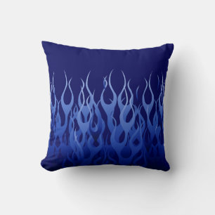 Cool Blue Automotive Racing Flames Kussen