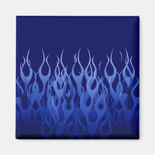 Cool Blue Automotive Racing Flames Magneet