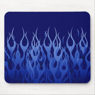 Cool Blue Automotive Racing Flames Muismat