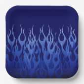 Cool Blue Automotive Racing Flames Papieren Bordje (Voorkant)