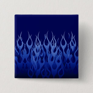 Cool Blue Automotive Racing Flames Vierkante Button 5,1 Cm