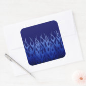 Cool Blue Automotive Racing Flames Vierkante Sticker (Envelop)
