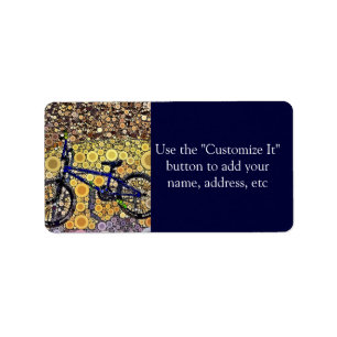 Cool Blue Bike Concentric Circus Mosaic Pattern Etiket