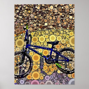 Cool Blue Bike Concentric Circus Mosaic Pattern Poster