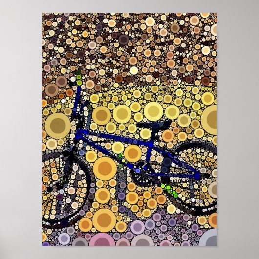Cool Blue Bike Concentric Circus Mosaic Pattern Poster (Voorkant)