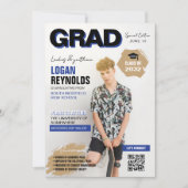 Cool Blue & Black Foto's Magazine Hoesje Afstudere Aankondiging (Voorkant)