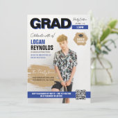 Cool Blue & Black Foto's Magazine Hoesje Afstudere Kaart (Staand voorkant)