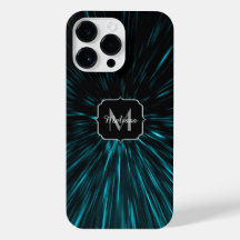Cool Blue Black Hypergalaxy Abstract Line Monogram