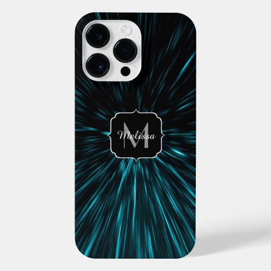 Cool Blue Black Hypergalaxy Abstract Line Monogram iPhone Hoesje (Achterkant)