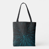 Cool Blue Black Hypergalaxy Abstract Line Monogram Tote Bag (Achterkant)