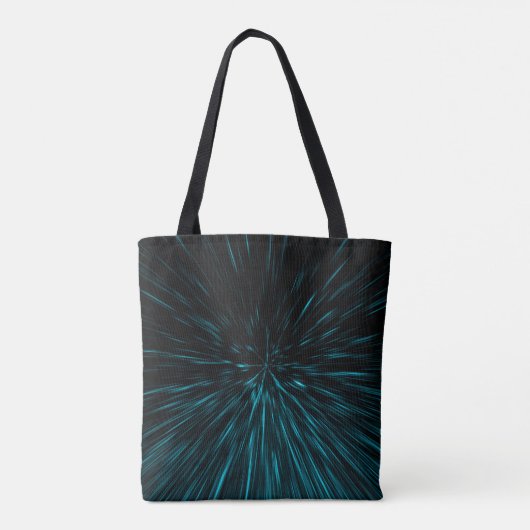 Cool Blue Black Hypergalaxy Abstract Line Monogram Tote Bag (Achterkant)