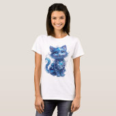 Cool Blue BLAUWE GLITTER KAT Draagbare Kunst T-shirt (Voorkant volledig)