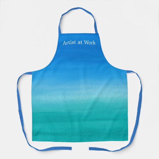 Cool Blue Blauwgroen Ombre Waterverf Artist op het Schort (Voorkant)