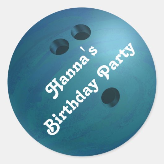 Cool Blue Bowling Ball Custom Party-sticker Ronde Sticker (Voorkant)