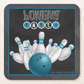 Cool Blue Bowling Party-Onderzetters Kartonnen Onderzetters (Voorkant)