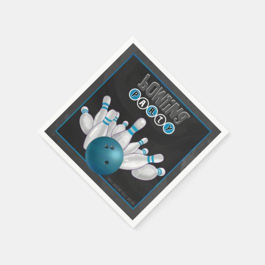 Cool Blue Bowling Party Papieren servetten (Hoek)