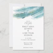 Cool Blue Brush Bruiloft Kaart (Voorkant)