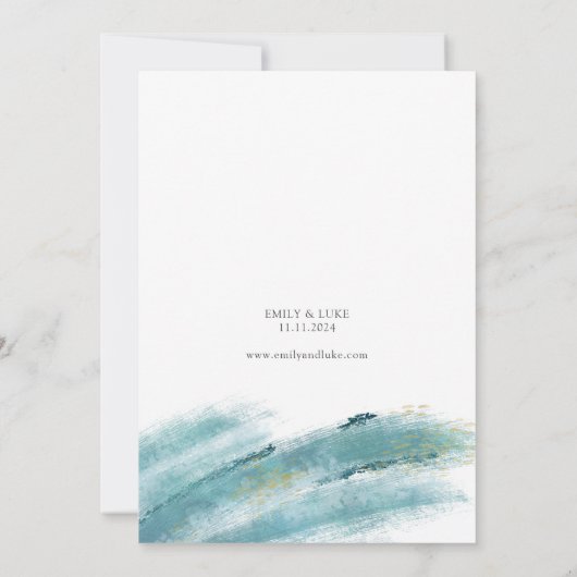 Cool Blue Brush Bruiloft Kaart (Achterkant)