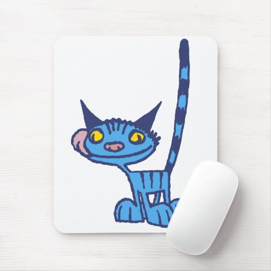 Cool Blue Cat cartoon mousepad Muismat (Met muis)