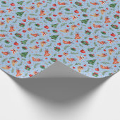 Cool Blue Christmas Wrapping Paper - Feestelijke v Cadeaupapier (Hoek)
