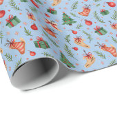 Cool Blue Christmas Wrapping Paper - Feestelijke v Cadeaupapier (Rol Hoek)