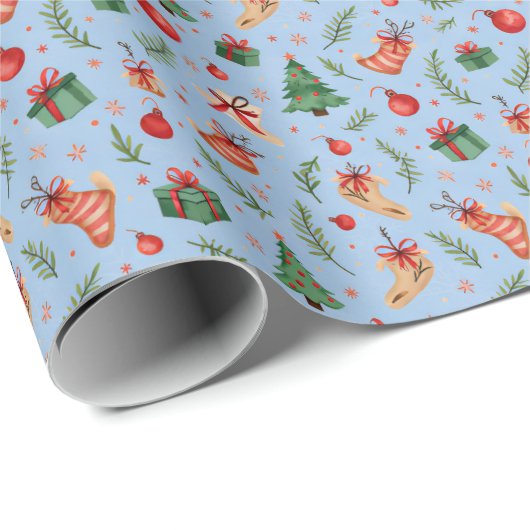 Cool Blue Christmas Wrapping Paper - Feestelijke v Cadeaupapier (Rol Hoek)