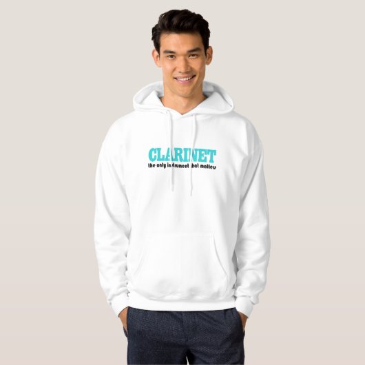 Cool Blue Clarinet Design Hoodie (Voorkant volledig)