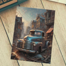 Cool Blue Classic Pickup Truck  Fantasy Art