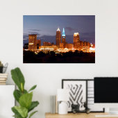Cool Blue Cleveland Ohio (geen tekst) Poster (Thuiskantoor)