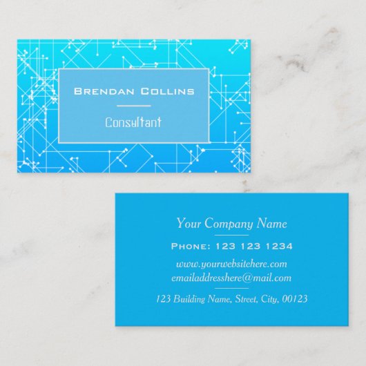 Cool Blue Communication Network Connections Visitekaartje (Voorkant / Achterkant)