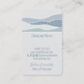 Cool Blue Curved Stripes Abstract Wave Vertical Visitekaartje (Achterkant)