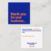 Cool Blue Dank u Customer Appreciation Insert Vierkante Visitekaartje (Voorkant / Achterkant)
