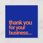 Cool Blue Dank u Customer Appreciation Insert Vierkante Visitekaartje (Voorkant)