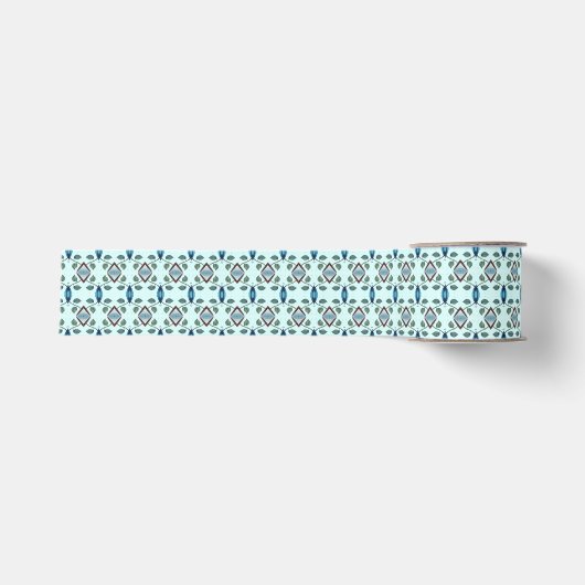 Cool Blue Diamond Patroon Grosgrain Lint (Voorkant)