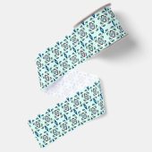 Cool Blue Diamond Patroon Grosgrain Lint (Achterkant)