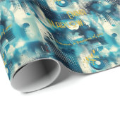 Cool Blue Digital Inspired Custom Gift Wrap Cadeaupapier (Rol Hoek)