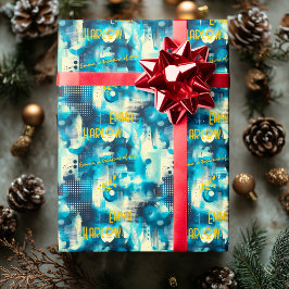 Cool Blue Digital Inspired Custom Gift Wrap Cadeaupapier