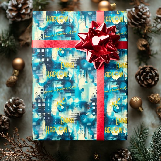 Cool Blue Digital Inspired Custom Gift Wrap Cadeaupapier