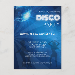 Cool Blue Disco Ball Party Briefkaart