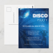 Cool Blue Disco Ball Party Briefkaart (Voorkant / Achterkant)