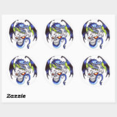 Cool Blue dragon en schedel tattoo stijl sticker (Vel)