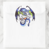 Cool Blue dragon en schedel tattoo stijl sticker (Tas)