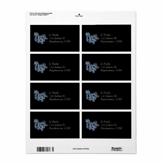 Cool blue dragon etiket (Full Sheet)