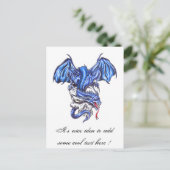 Cool Blue Dragon op het briefkaart van het tattoo (Staand voorkant)