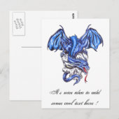 Cool Blue Dragon op het briefkaart van het tattoo (Voorkant / Achterkant)