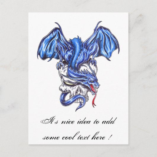 Cool Blue Dragon op het briefkaart van het tattoo (Voorkant)