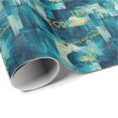 Cool Blue Elegance: Abstracte Gift Wra Cadeaupapier (Rol Hoek)